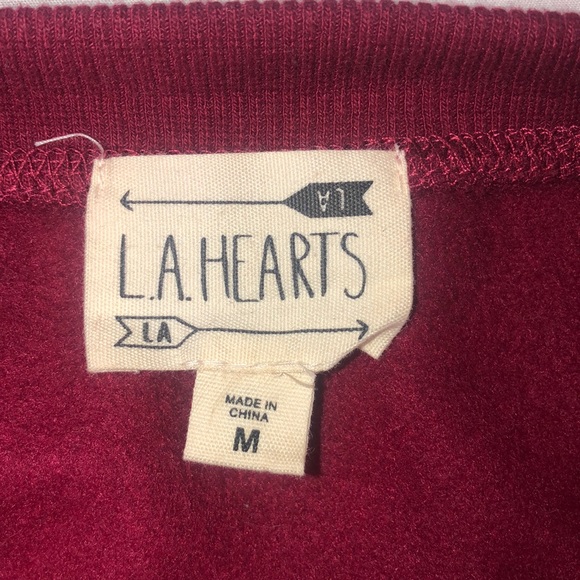 L.A. Hearts Maroon Cropped Sweatshirt - Picture 3 of 3